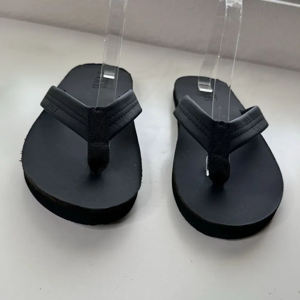 BYLT Basics Everyday Mens Sandals Size 10 Casual Flip Flop Shoes Leather Black